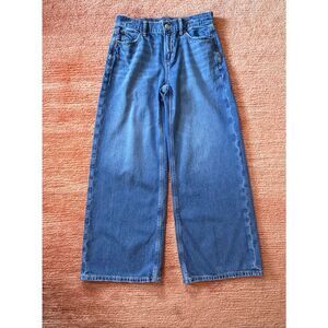 American Eagle Strigid Wide Leg Jeans Size 000 Short Blue Denim High Rise